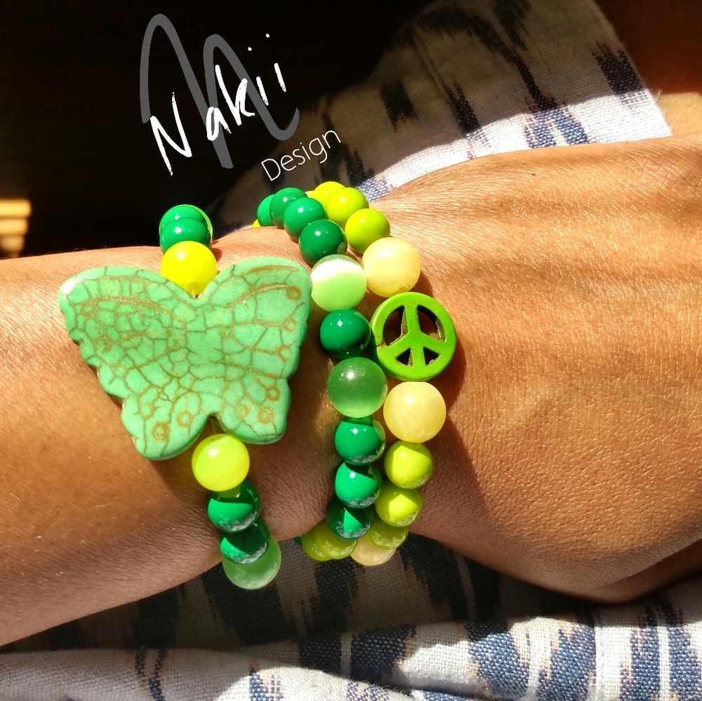 Women' Butterfly and Peace Bracelet Set